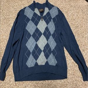 dark and light blue men’s quarter zip sweater